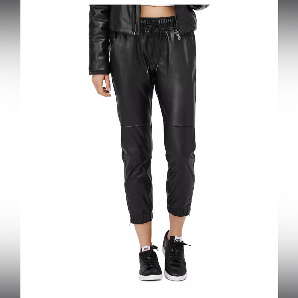 David Lerner Blake Faux Leather Jogger Pants Sz. Small